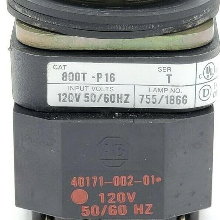 Used ALLEN BRADLEY 800T-P16W WHITE LENS PILOT LIGHT 800T-P16 W/ 40171-002-01 COIL