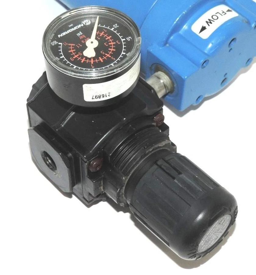 Used FINITE HN1S-6CA 1/4" NPT COALESCING HOUSING WITH NORGREN R73G-2AK-RM REGULATOR