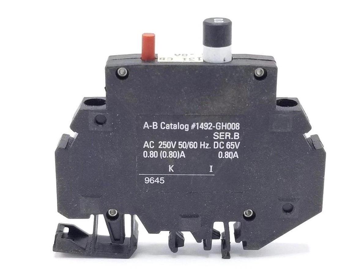 Used ALLEN BRADLEY 1492-GH008 MINIATURE CIRCUIT BREAKER SER. B, 1492GH008