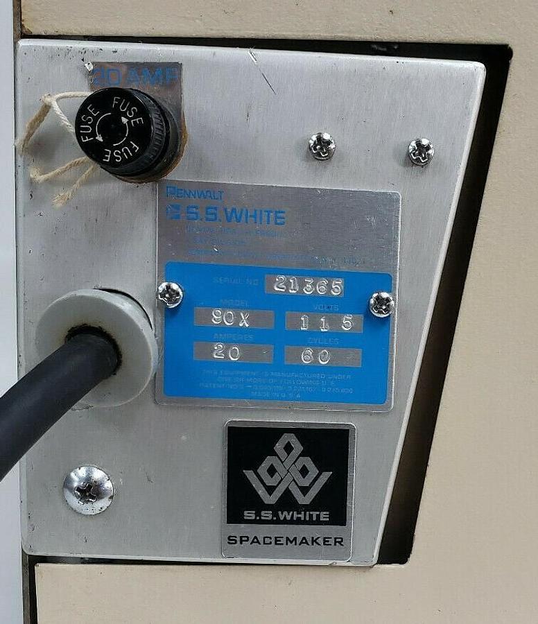 Used PENNWALT S.S. WHITE FLEXOMATIC 90 DENTAL X-RAY UNIT 115V, 20A, 60CY, MODEL 90X