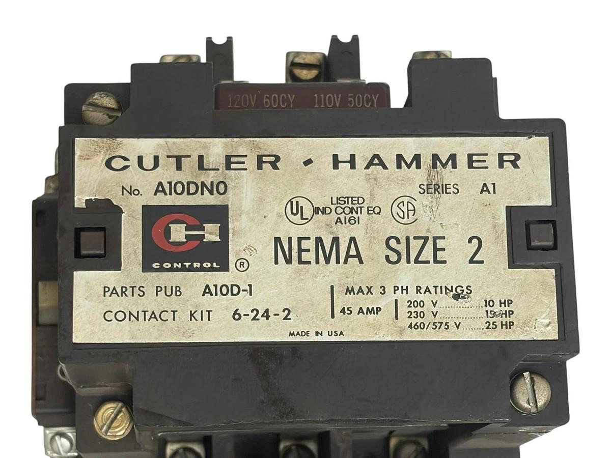 Used Cutler Hammer A10DN0 NEMA Size 2 Motor Starter Series A1 45 Amp 120V 60Hz Coil