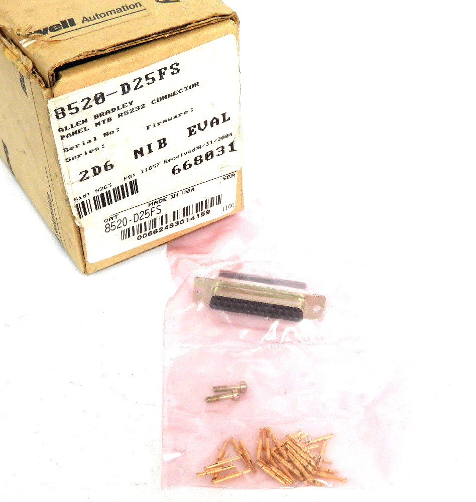 Used NEW ALLEN BRADLEY 8520-D25FS PANEL MTB RS232 CONNECTOR, 25 POS, 135387