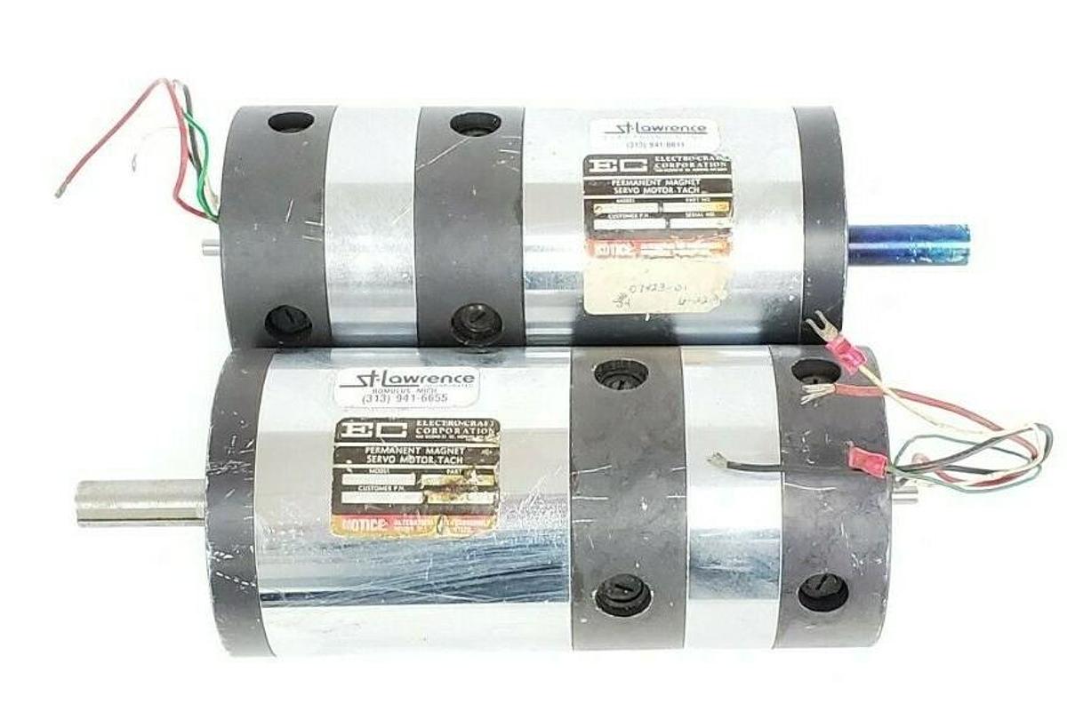 Used LOT OF 2 ELECTRO-CRAFT 0702-09-010 SERVO MOTORS W/ TACHO FEEDBACK E702 070209010