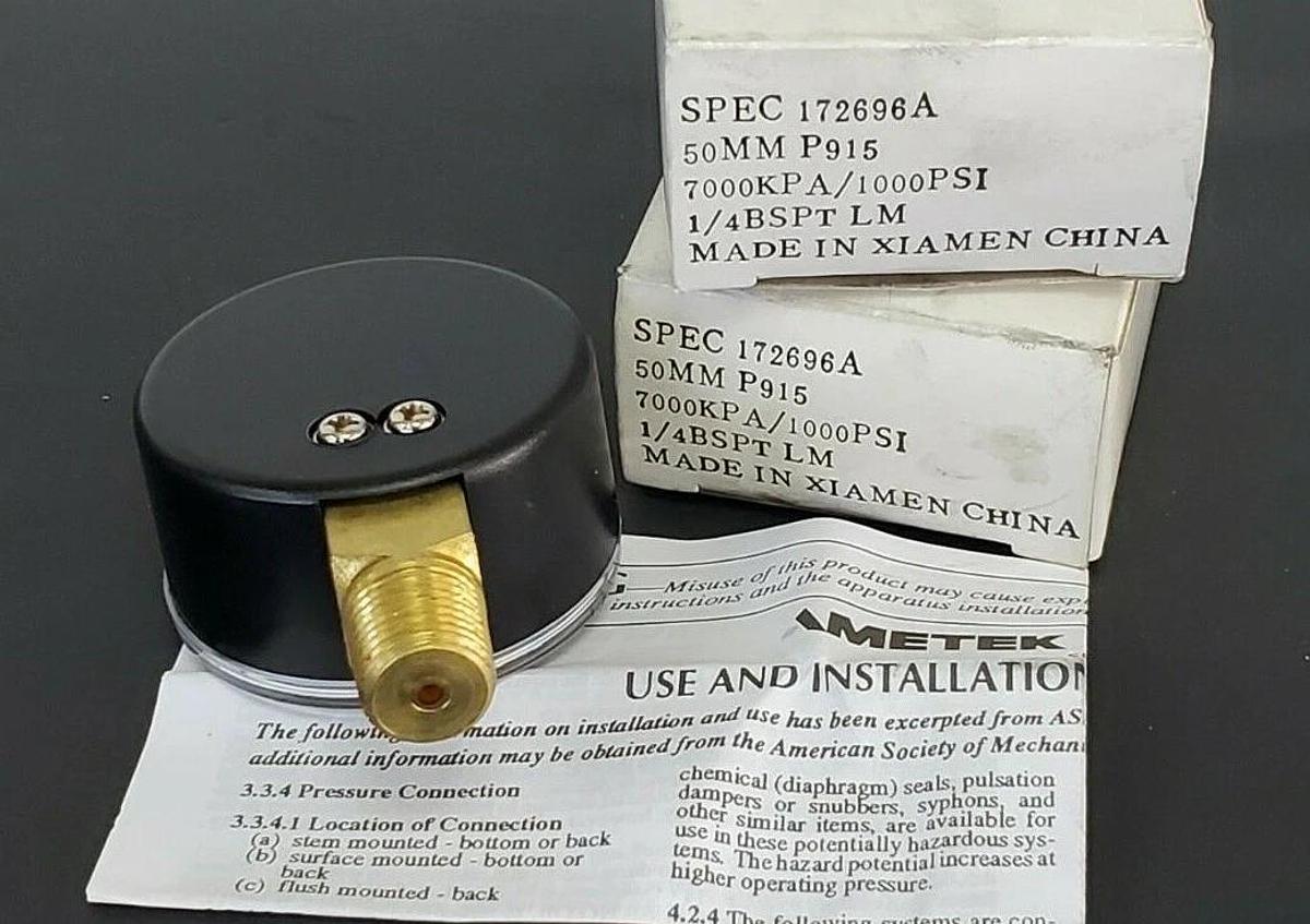 Used LOT OF 2 NIB USG SPEC 172696A 50MM P915 GAUGES7000KPA/1000PSI 1/4'' BSPT LM