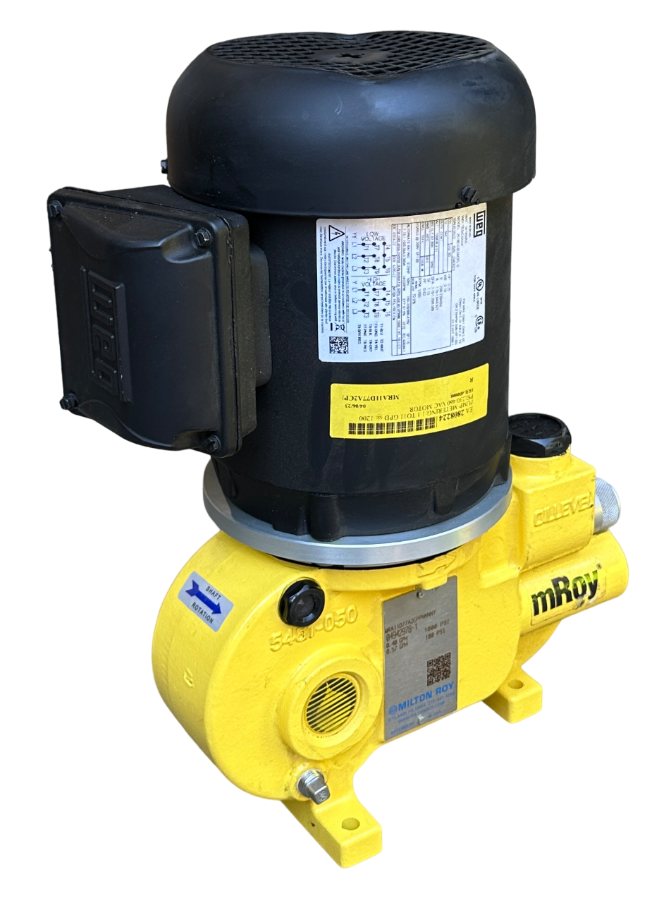 Used MILTON ROY MRA11D77A2CPPNNNNY mROY MRA SERIES METERING PUMP 0.40/0.57GPH NSNP