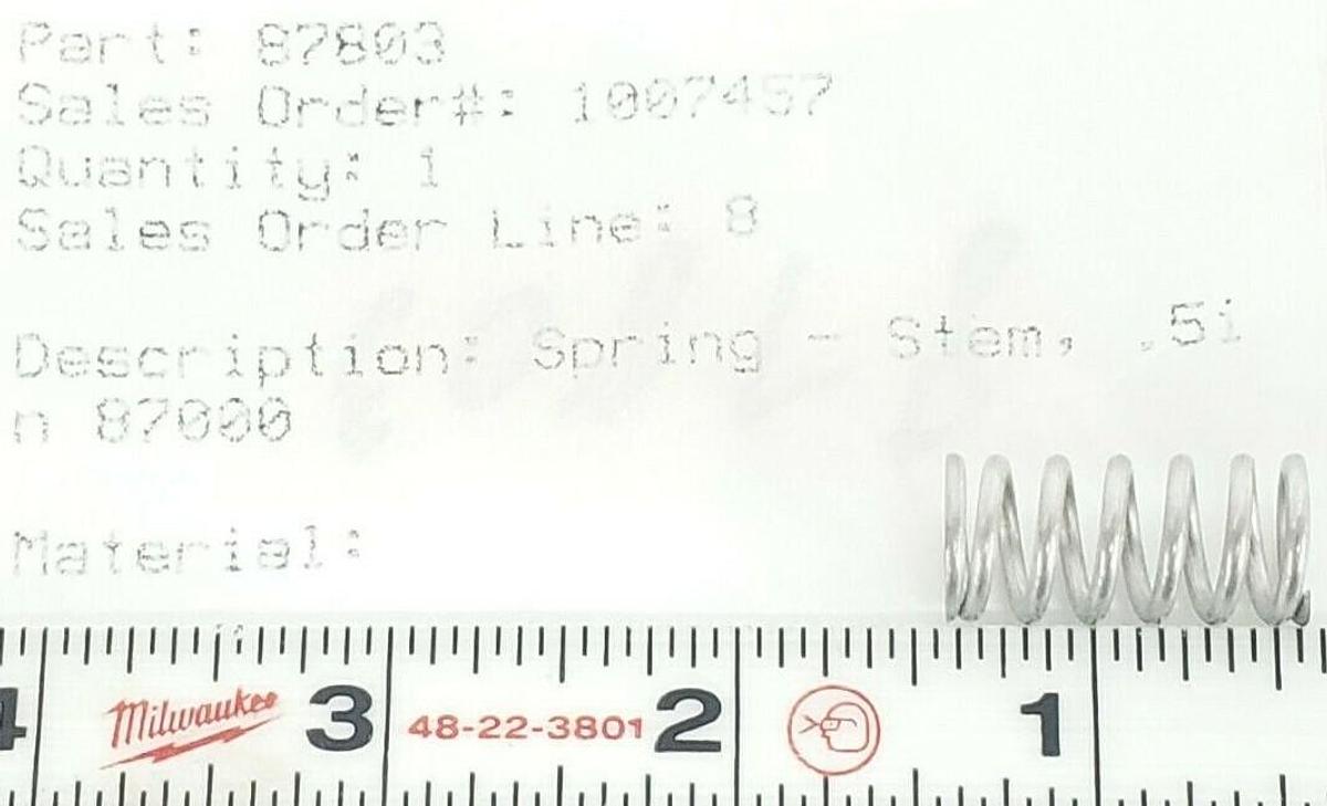 Used NEW BAUMANN 87803 SPRING STEM .51n 87000