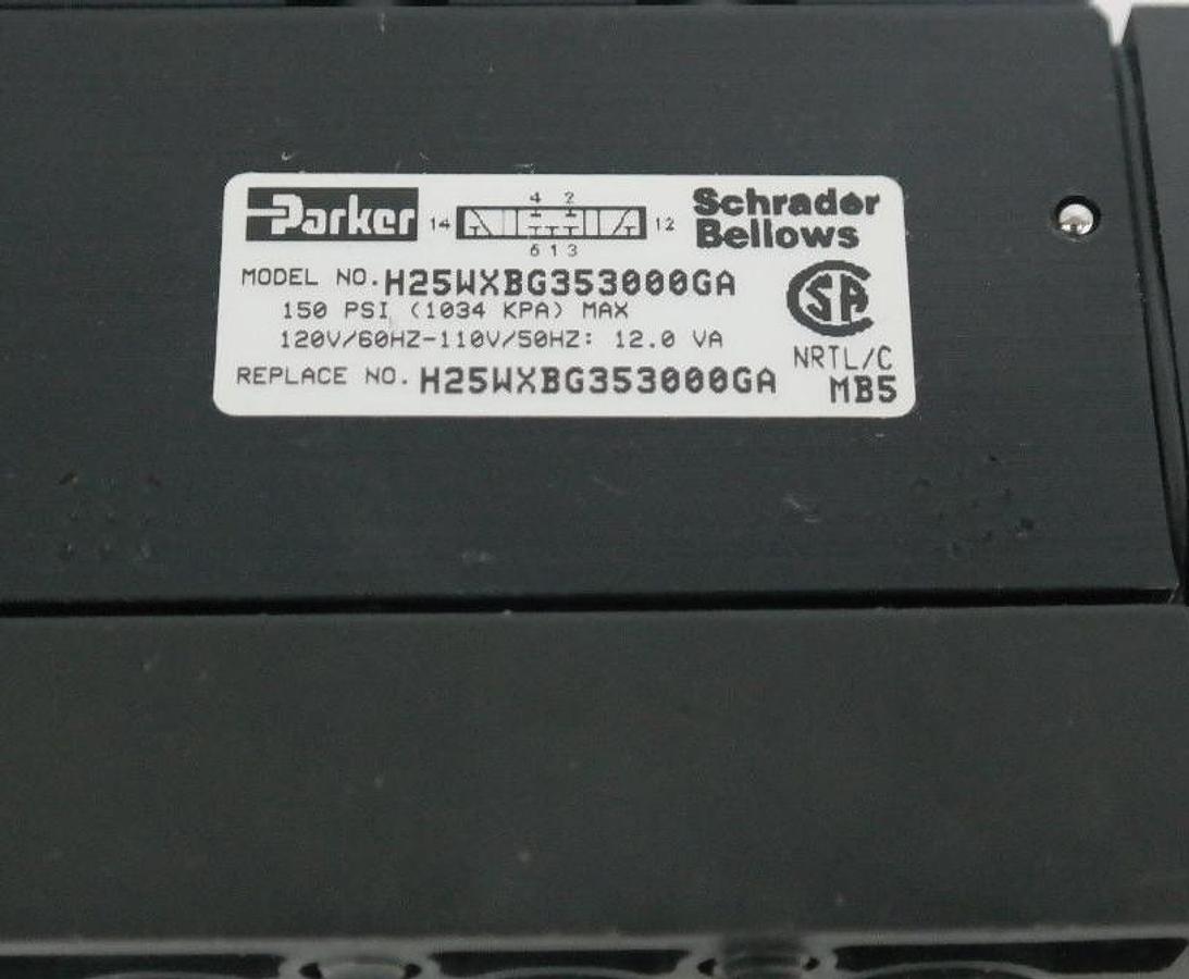 Used NEW PARKER SCHRADER BELLOWS H25WXBG353000GA SOLENOID VALVE 150PSI MAX