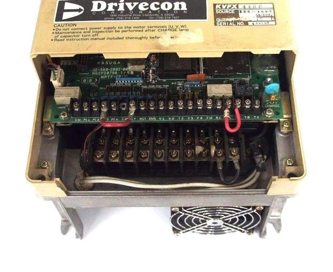 Used DRIVECON KVFX-440E TRANSISTOR INVERTER 380-460V 50/60HZ 10AMP 5HP
