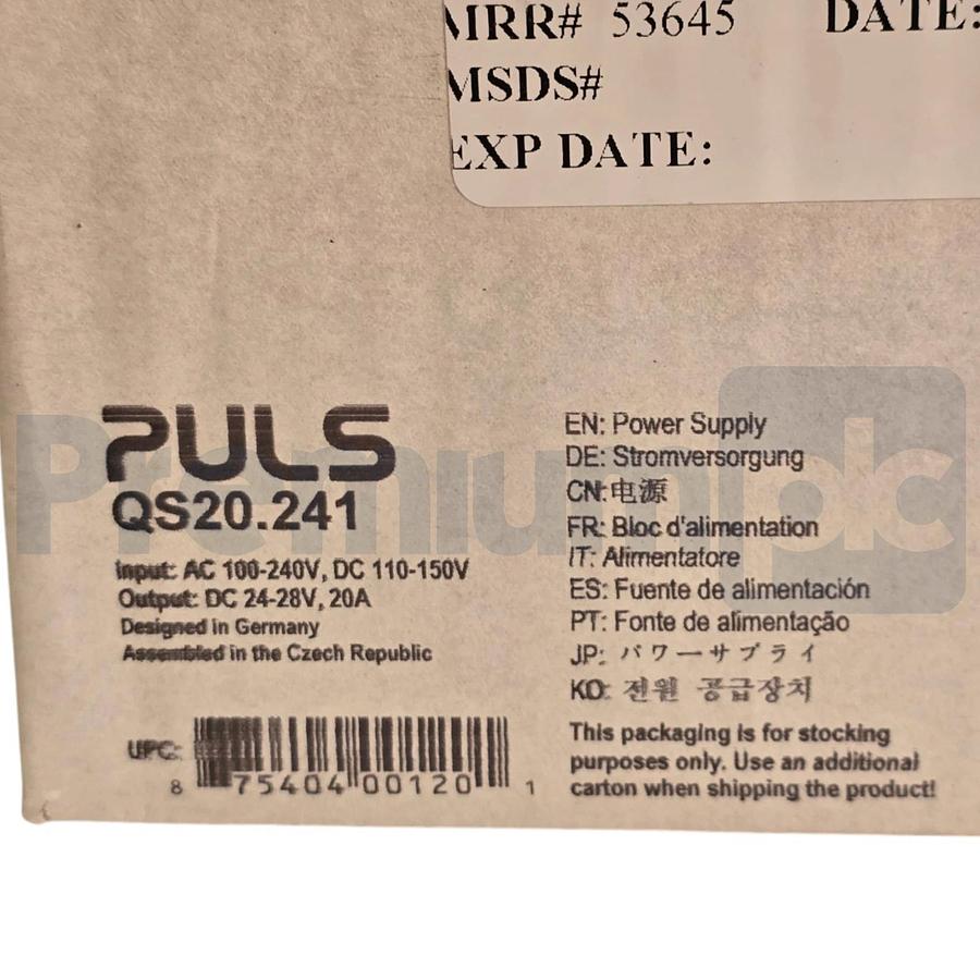 PULS Dimension QS20.241 DIN Rail Power Supply | 24V 20A 480W | AC 100-240V In 875404001201