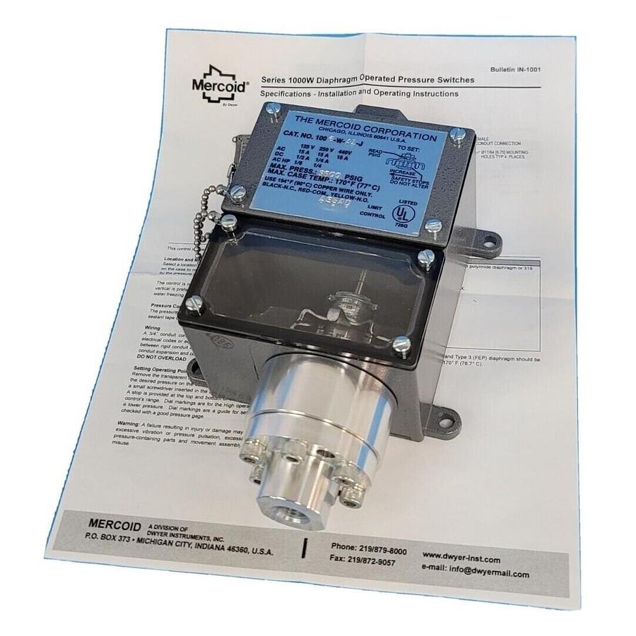 Used NEW MERCOID CORP. 1006-W-A1-J PRESSURE SWITCH 3000 PSIG