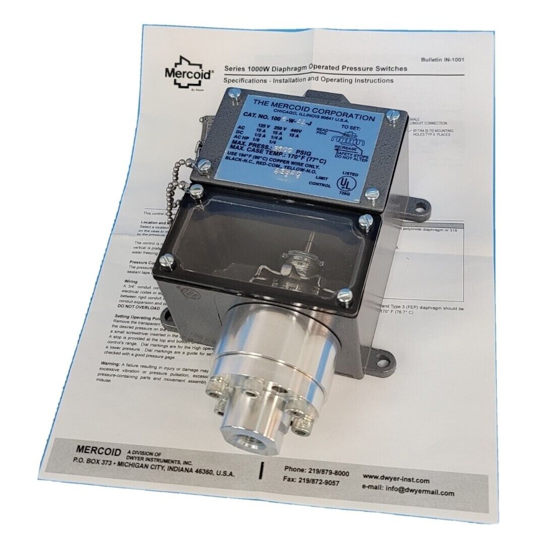 Used NEW MERCOID CORP. 1006-W-A1-J PRESSURE SWITCH 3000 PSIG
