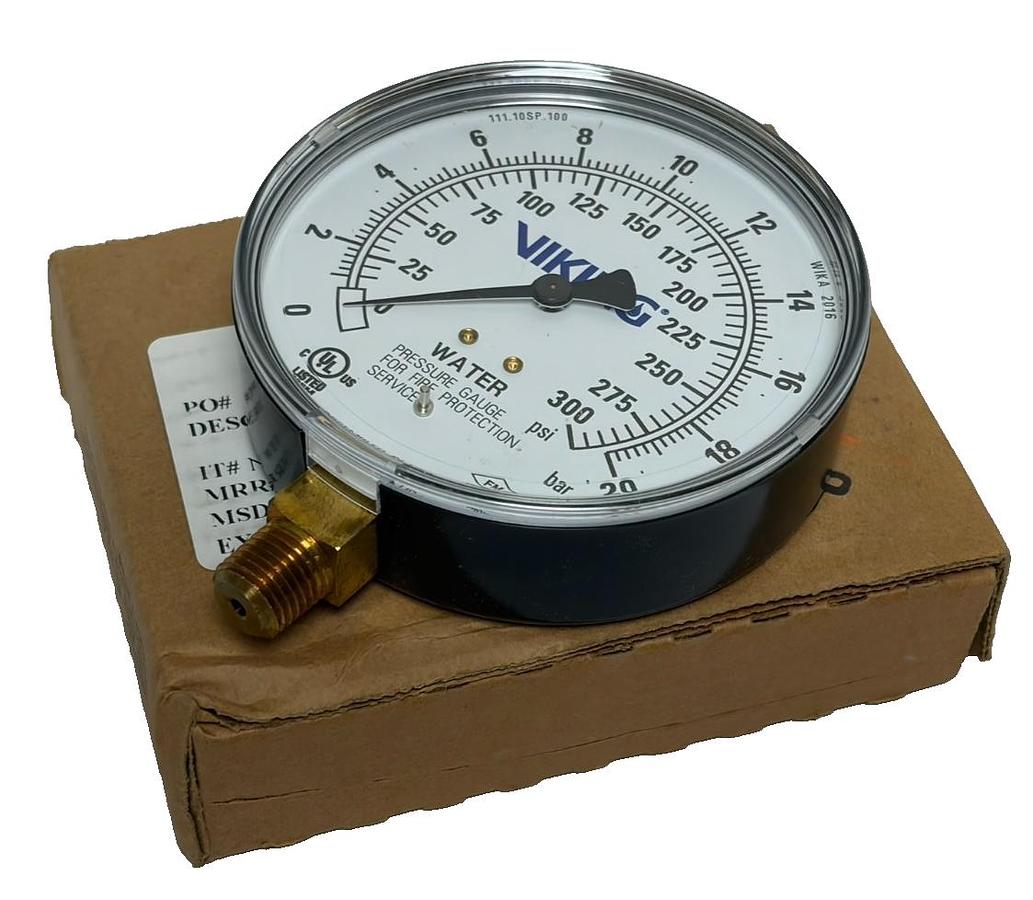 Used Viking Water Pressure Gauge 300 PSI 1/4" NPT 111.10SP New In Box