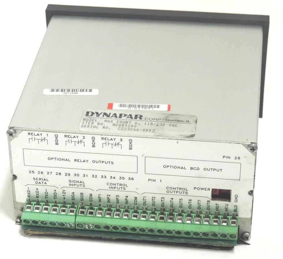 Used REPAIRED DYNAPAR MC600S00 COUNTER CONTROLLER MAX COUNT 6, 115/230VAC, MC600S-00