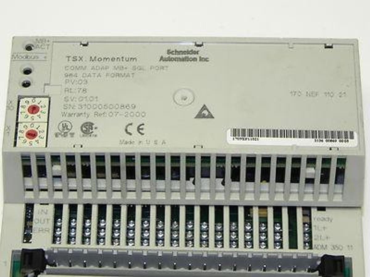Used SCHNEIDER AUTOMATION TSX MOMENTUM 170ADM35011 I/O BASE WITH 170NEF11021