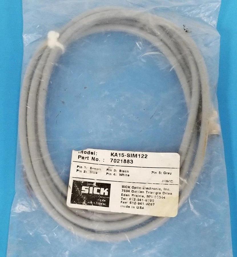 Used NEW SICK KA15-SIM122 CORDSET KA15SIM122, PART NO. 7021883