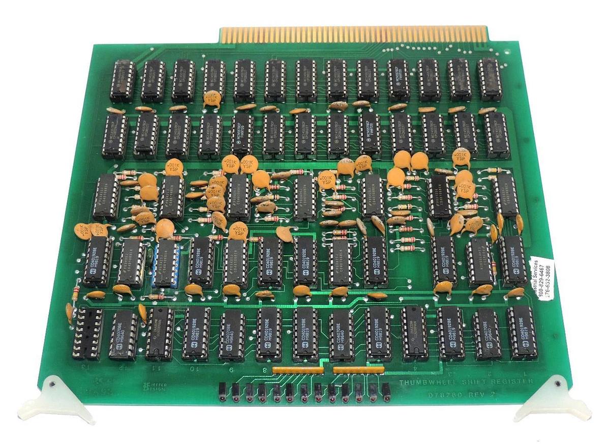 Used KIEFFER DESIGN D78260 REV. 2 THUMBWHEEL SHIFT REGISTER BOARD