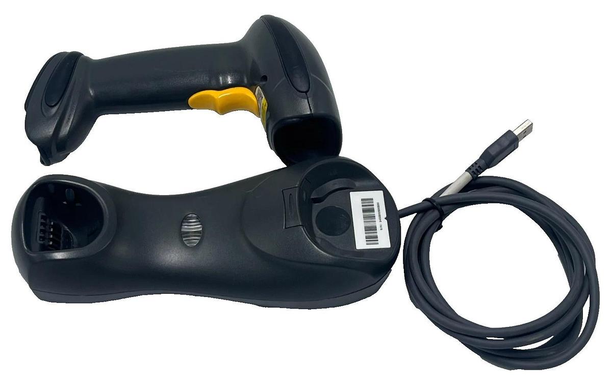 Used SYMBOL DS6878-SR20117WR Wireless Barcode Scanner w/ Charging Cradle & USB Cable