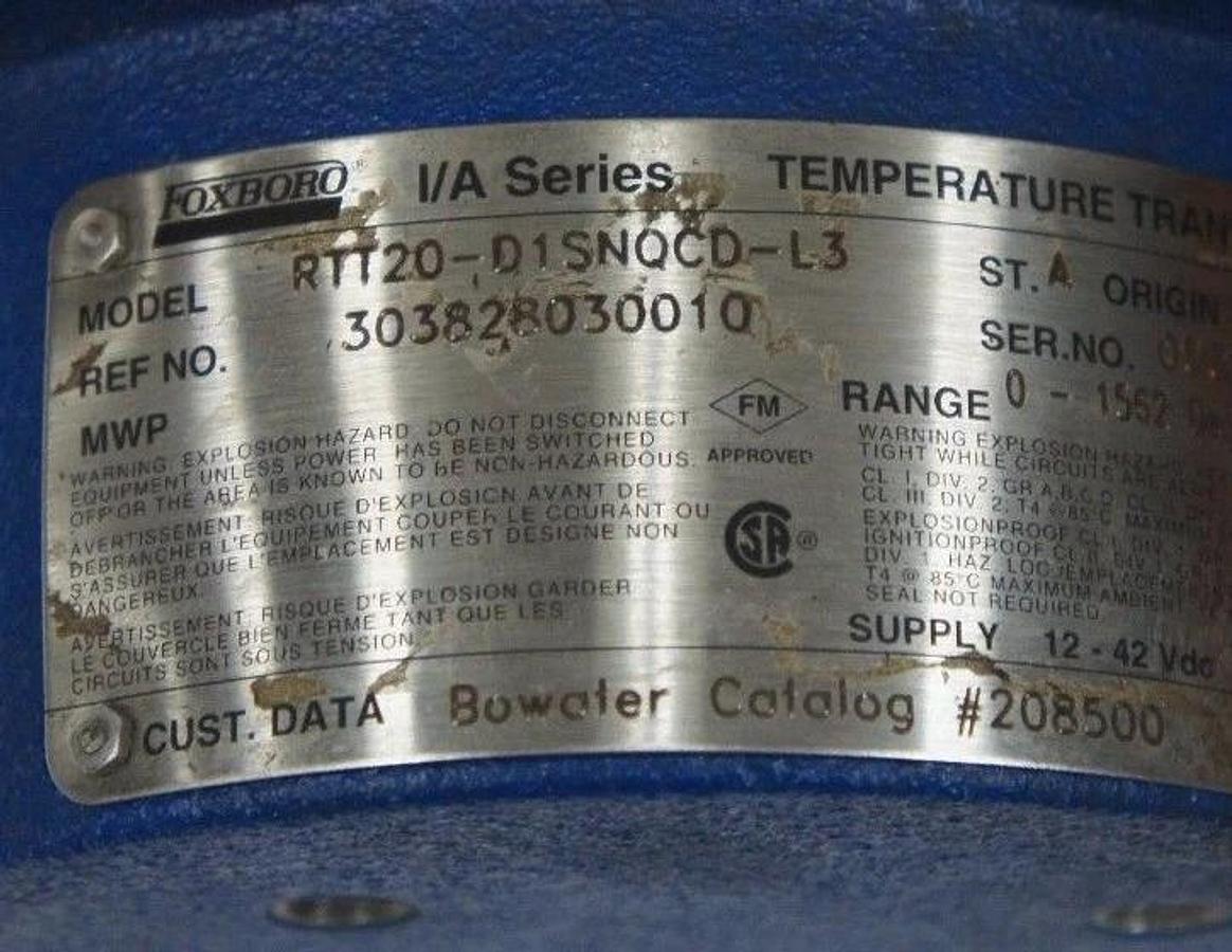 Used FOXBORO RTT20-D1SNQCD-L3 I/A SERIES TEMPERATURE TRANSMITTER RTT20D1SNQCDL3