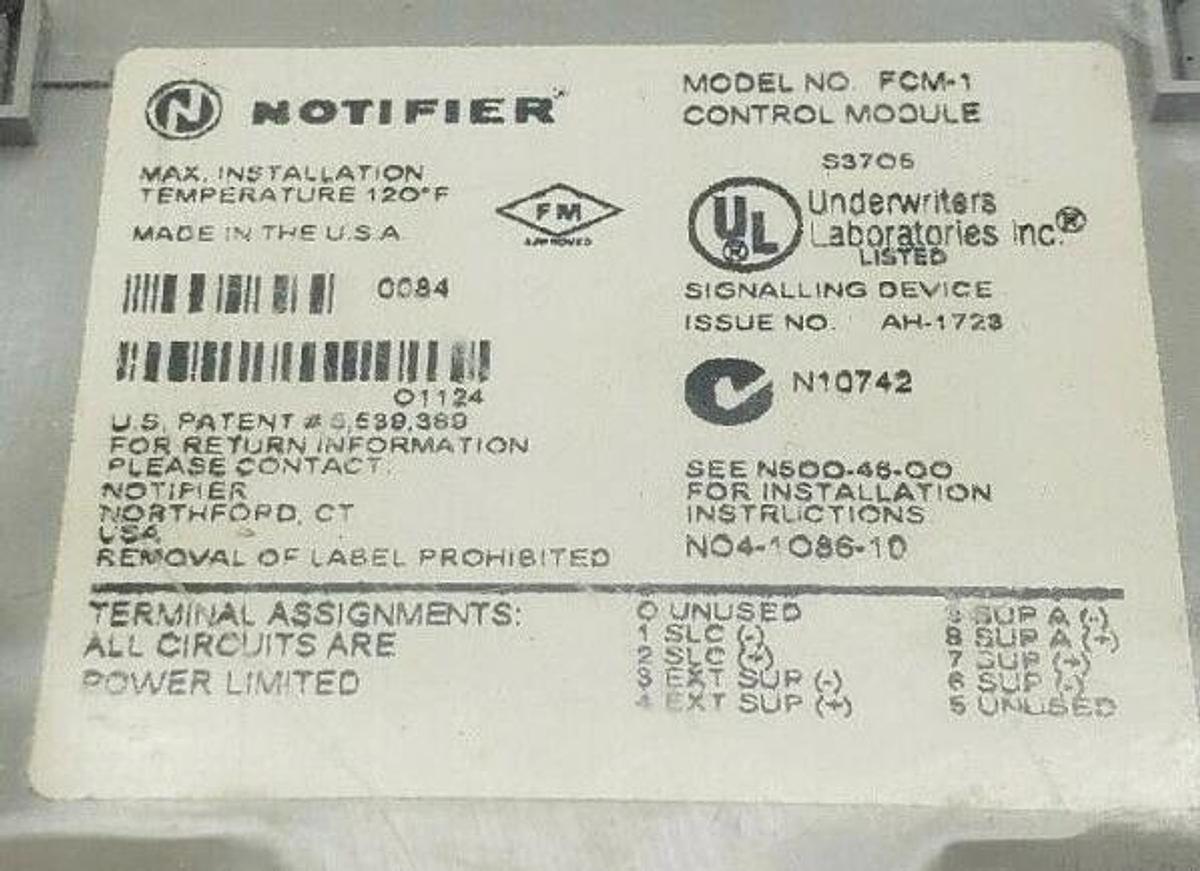 Used HONEYWELL NOTIFIER FCM-1 FIRE ALARM CONTROL MODULE IDP-CONTROL FCM1