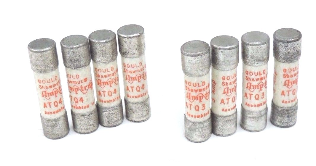 Used LOT OF 4 NEW AMP TRAP ATQ4 FUSES & 4 NEW ATQ3 FUSES