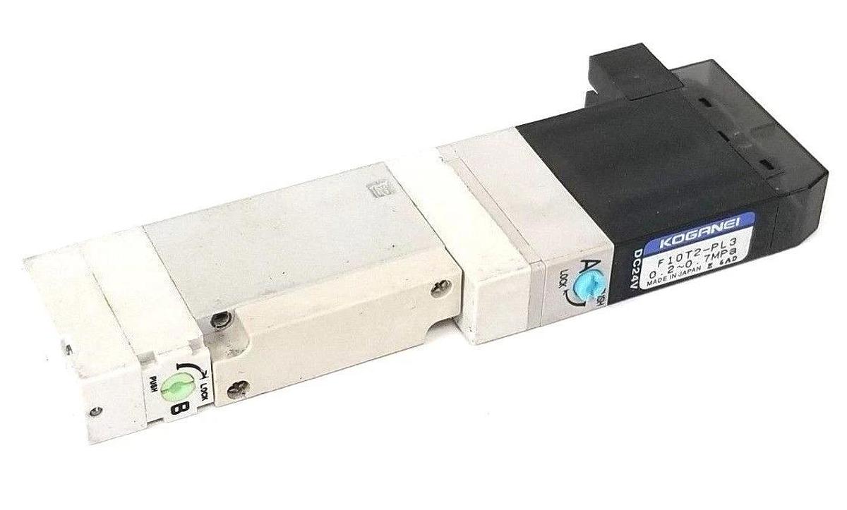 Used KOGANEI F10T2-PL3 SOLENOID VALVE 24VDC, 0.2~0.7MPA, F10T2PL3DC24V