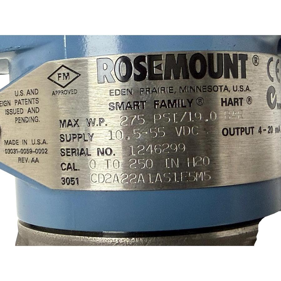 Used Rosemount 3051 Smart Pressure Transmitter & 1199 Remote Diaphragm Seal Assy. New