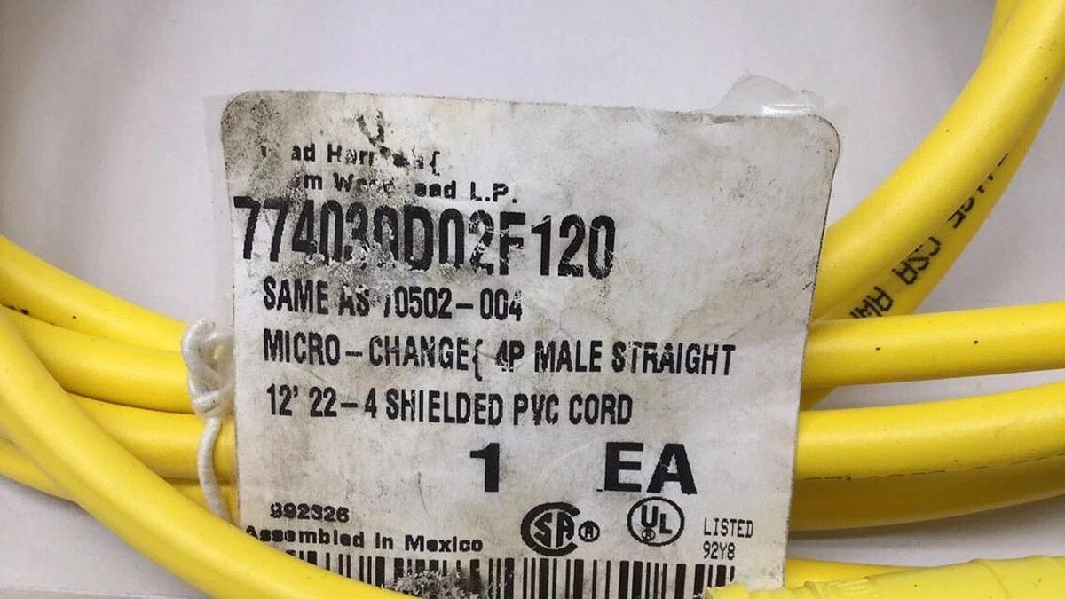 Brad Harrison 774030D02F120 Micro Change Cable 4P Male Straight 70502-004 12' Ft for sale online