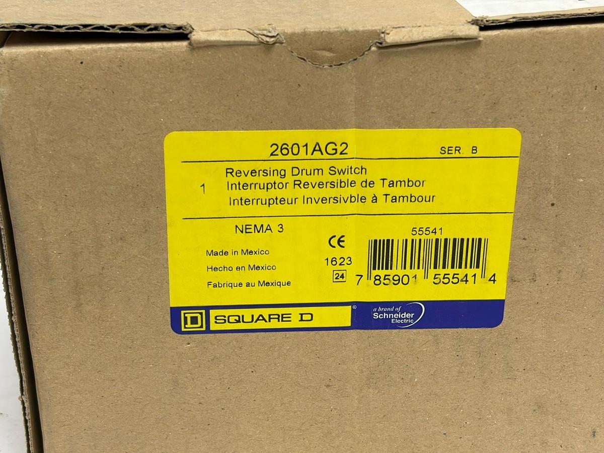 Used Square D 2601AG2 Reversing Drum Switch Series B NEMA 1 600VAC 2HP NEW SURPLUS
