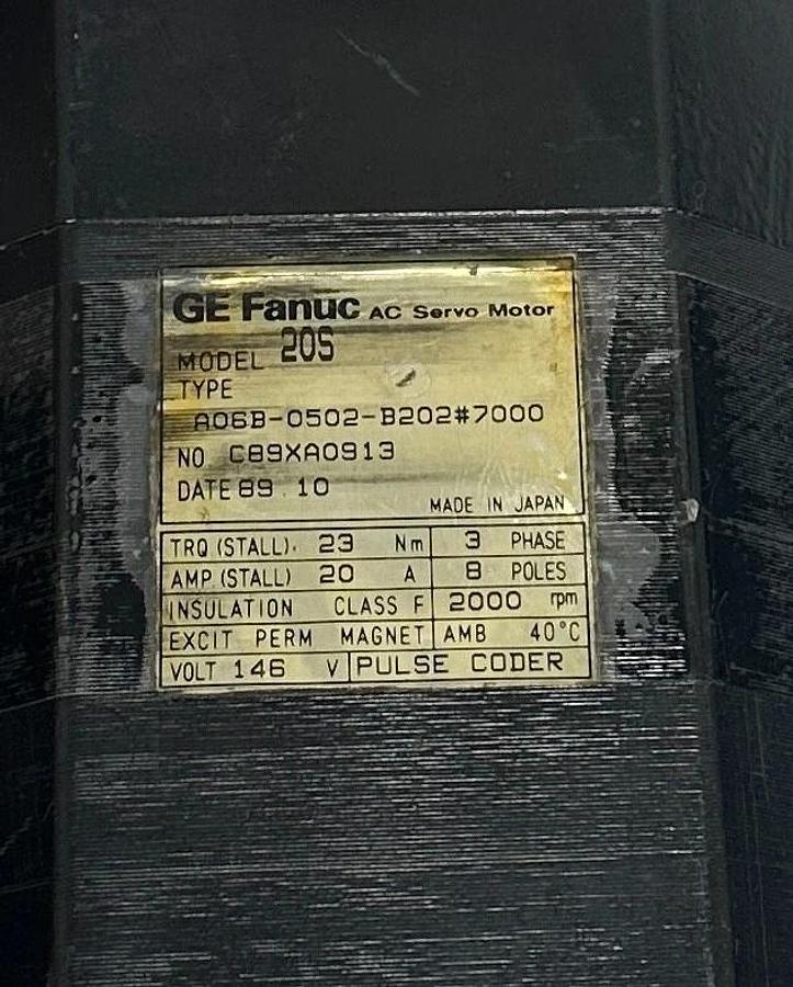 Refurbished FANUC A06B-0502-B202#7000 / A06B0502B2027000 AC SERVO MOTOR 20S 3PH 146V REFURB