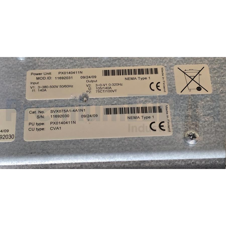 Used EATON CUTLER HAMMER SVX075A1-4A1N1 SVX9000 SERIES VFD AC DRIVE 75HP/480V/3P USPI