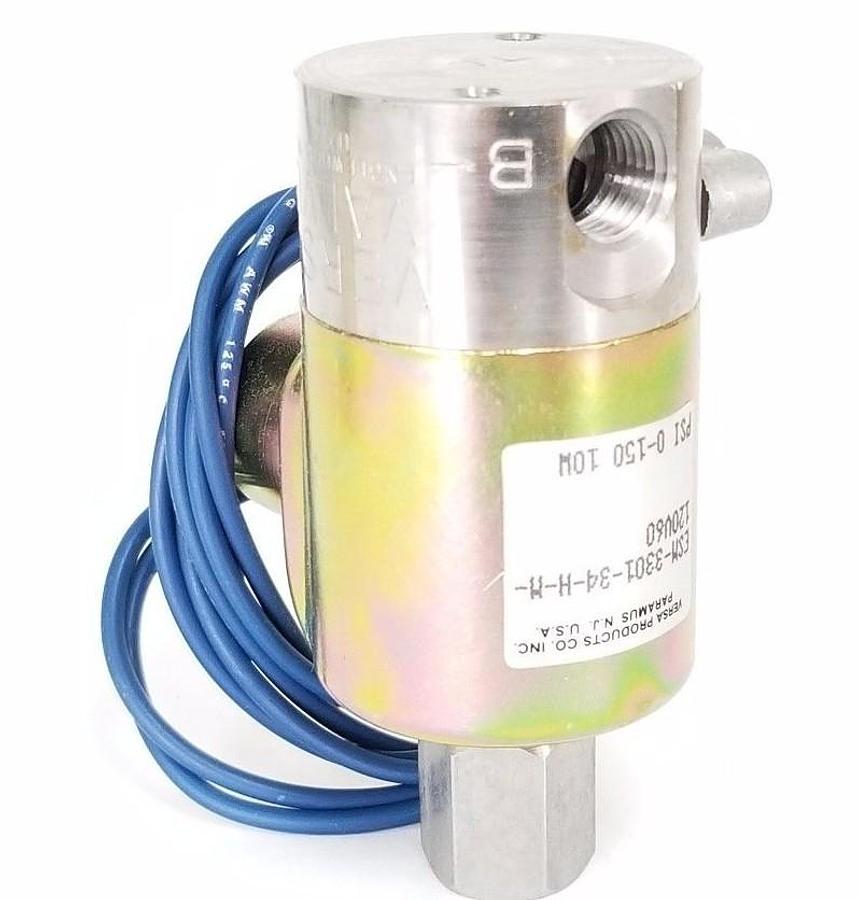 Used NIB VERSA VALVES ESM-3301-34-H-M-120V60 3-WAY SOLENOID VALVE ESM330134HM120V60