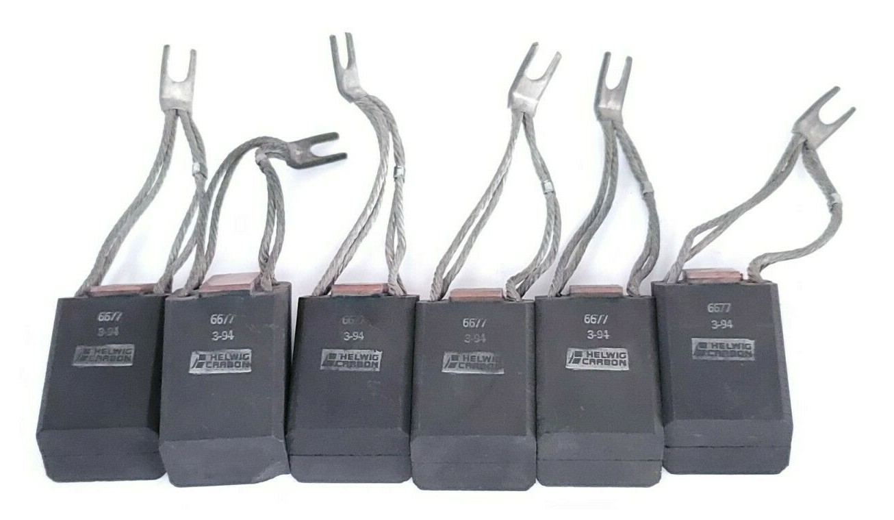 Used LOT OF 6 HELWIG CARBON 6677 3-94 CARBON BRUSHES 6677394