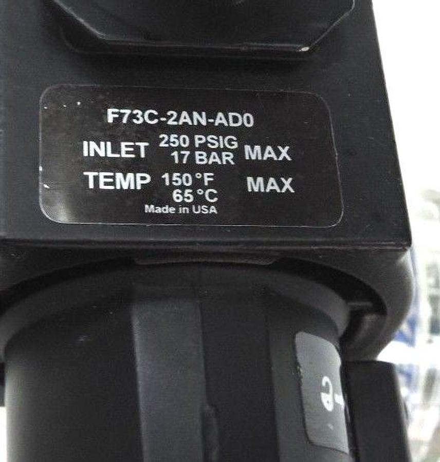 Used NORGREN F73C-2AN-AD0 PNEUMATIC FILTER ASSY. W/ WILKERSON R21-02-000B REGULATOR