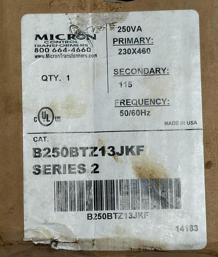 Used Micron B250BTZ13JKF Impervitran 250VA Control Transformer 230x460V