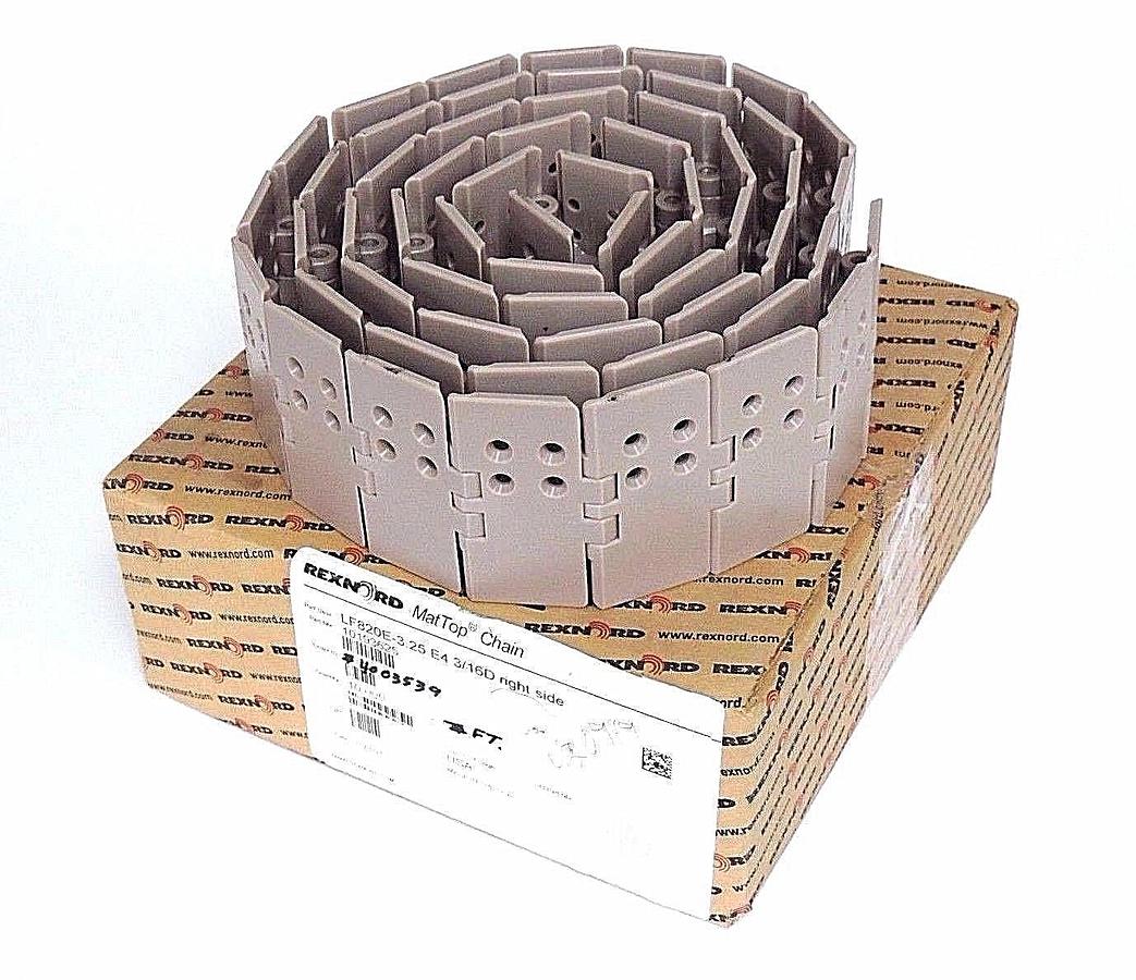 NIB REXNORD LF820E-3.25 E4 3/16D RIGHT SIDE MAT TOP CHAIN 10FT 10193625