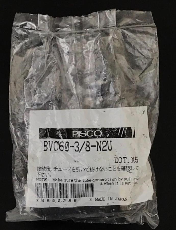 Used NEW PISCO BVC60-3/8-N2U PNUEMATIC BALL VALVE 1/4" TUBE 3/8 NPT MALE