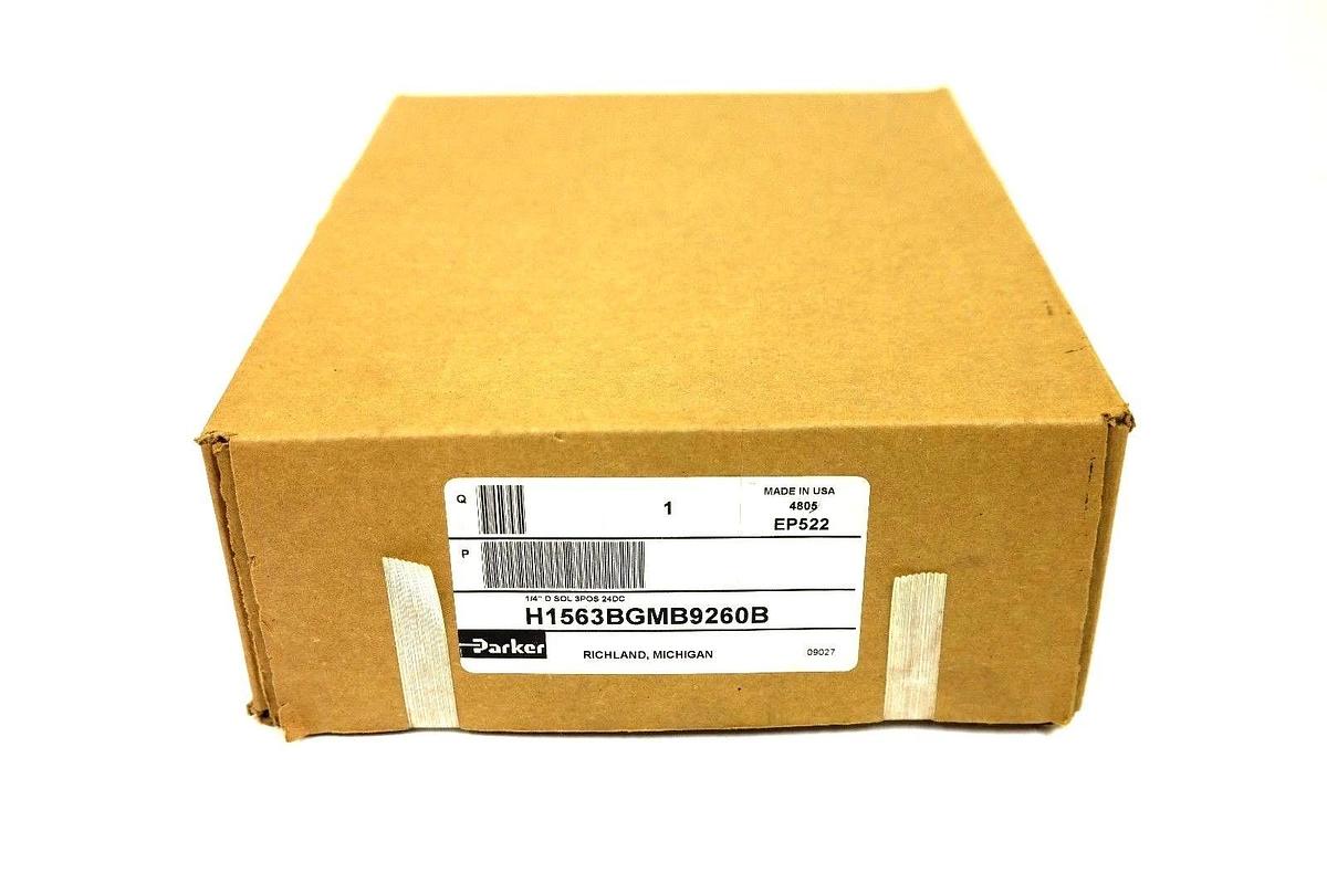 Used NIB PARKER H1563BGMB9260B PNEUMATIC VALVE 1/4" D SOL 3POS 24VDC PS4038260P