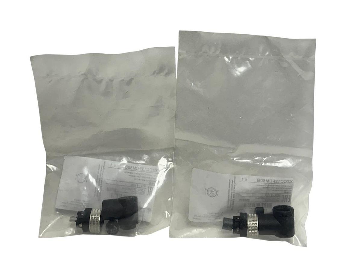 Used 2 TELEMECANIQUE XZCC12FCM50B OsiSense ELBOWED CONNECTORS M12 5-PIN NSFS