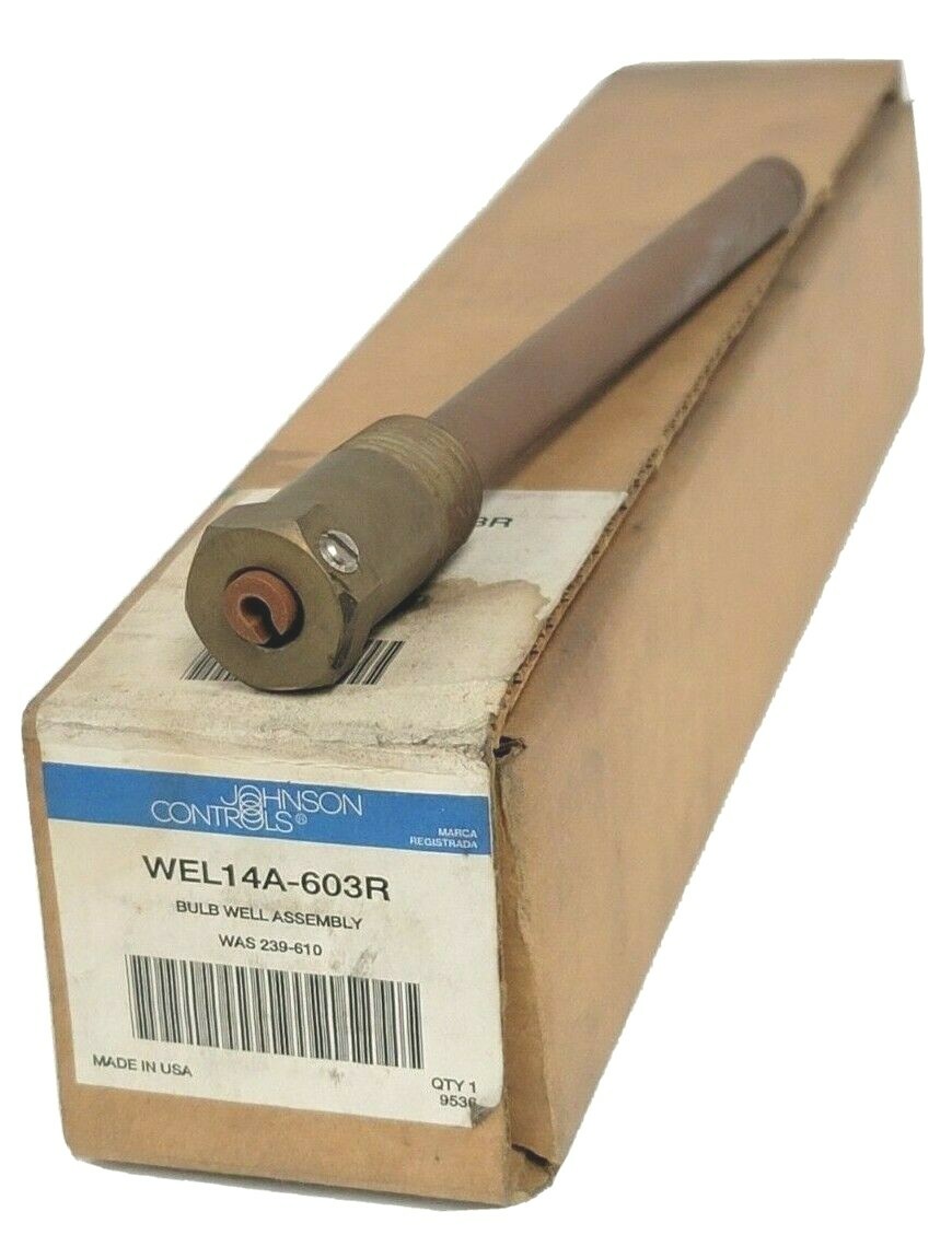 Used NIB JOHNSON CONTROLS WEL14A-603R BULB WELL ASSY COPPER BULB 5-13/16" LONG