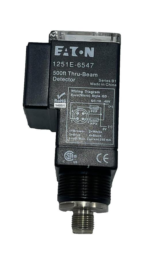 Used EATON 1251E-6547 Ser. B1 Thru-Beam Detector 500ft Range 10-30VDC M12 QD, NSNP