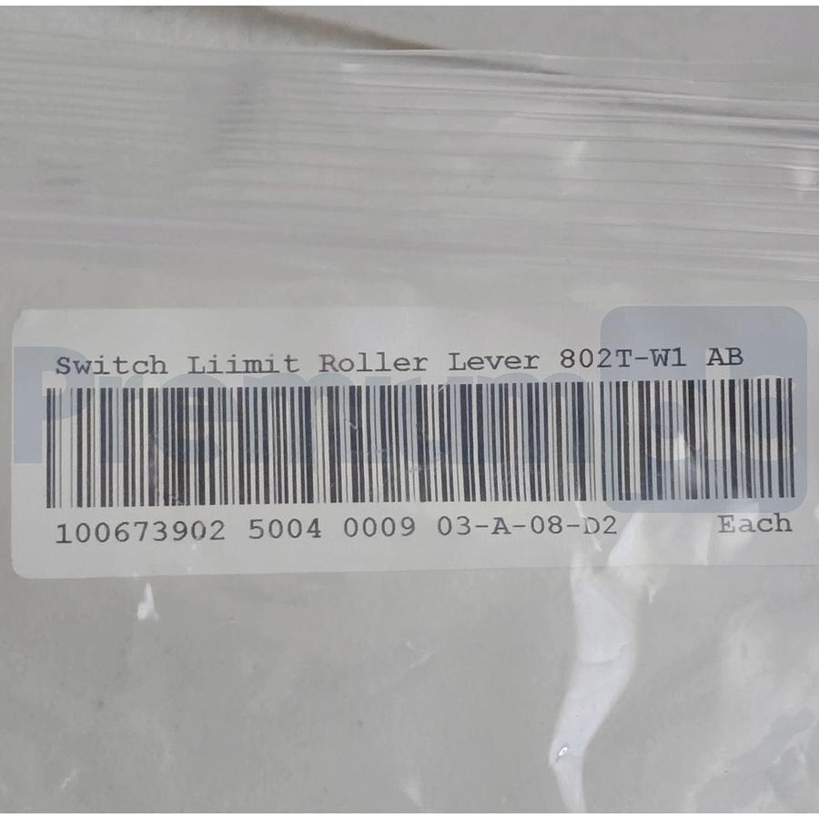 Used Allen-Bradley 802T-W1 Limit Switch Lever 1.5" Length Nylon Roller 0.75" Dia NSNP
