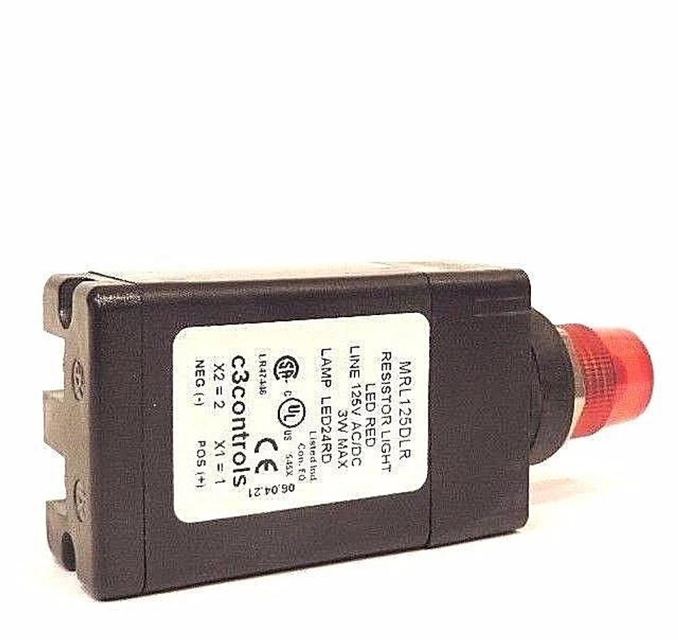 Used NEW C3 CONTROLS MRL125DLR RESISTOR LIGHT LED RED LINE 125V AC/DC 3W MAX, LED24RD