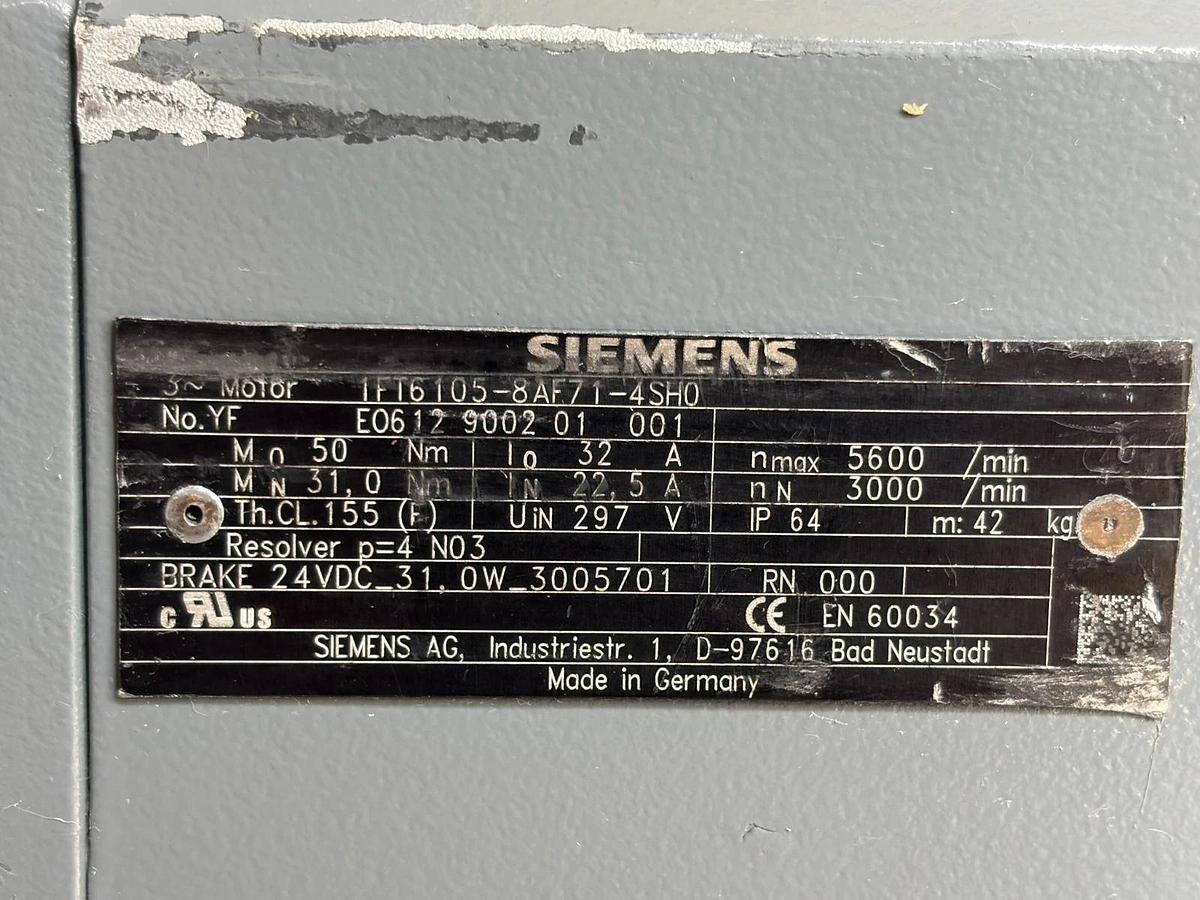 Refurbished Siemens 1FT6105-8AF71-4SH0 Simotics AC Servo Motor 5600 RPM 50 Nm Rebuilt