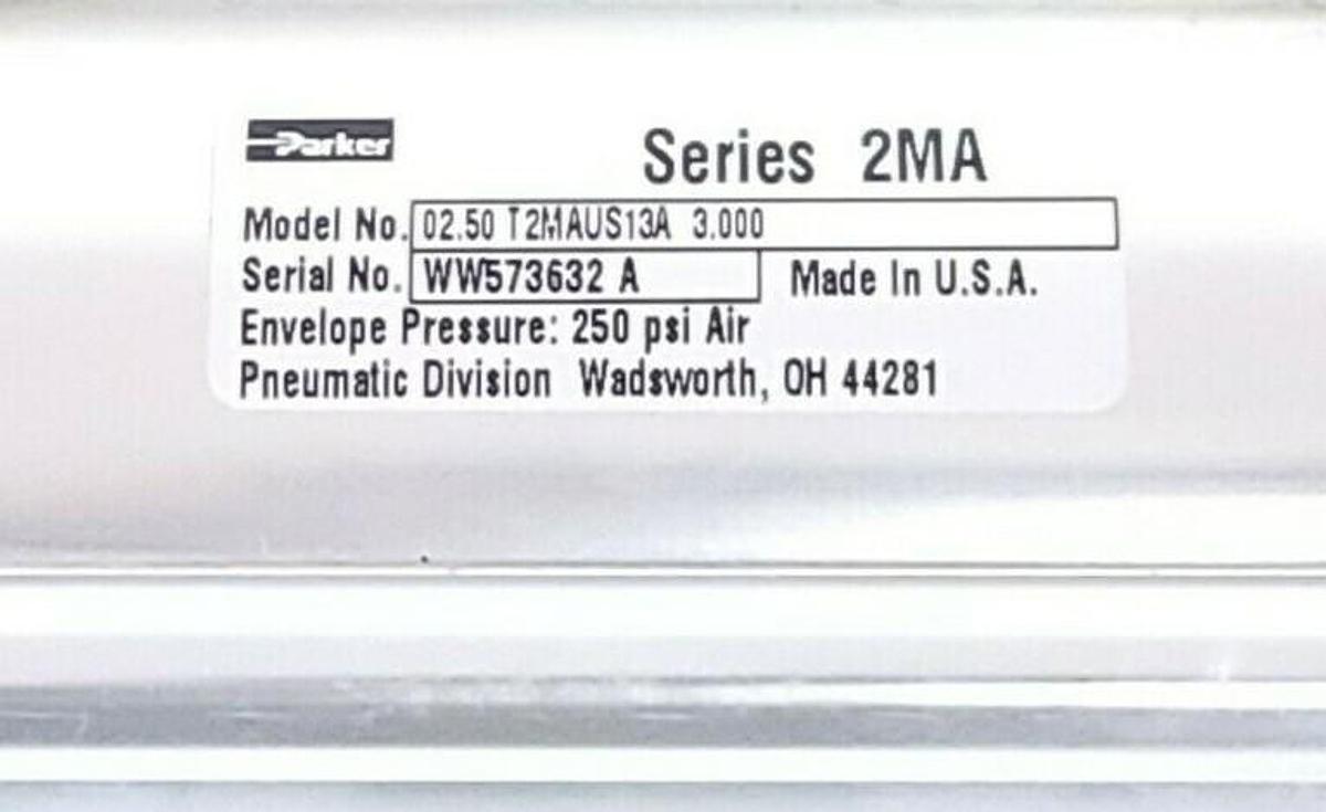 Used NEW PARKER 02.50 T2MAUS13A 3.000 PNEUMATIC CYLINDER