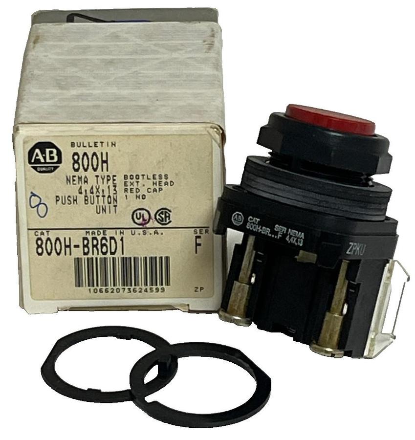 Allen-Bradley 800H-BR6D1 Ser. F Push Button | 30mm Red Extended Head | 1 NO