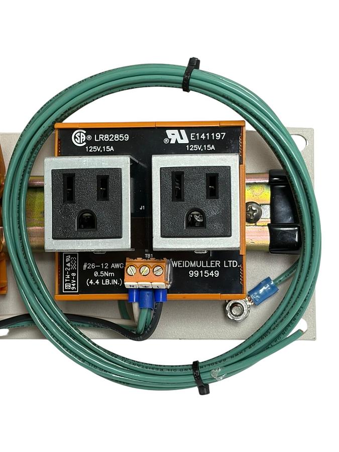 Used Weidmuller DIN Rail AC Power Outlet Strip 120V 15A 9915480000 9915490000