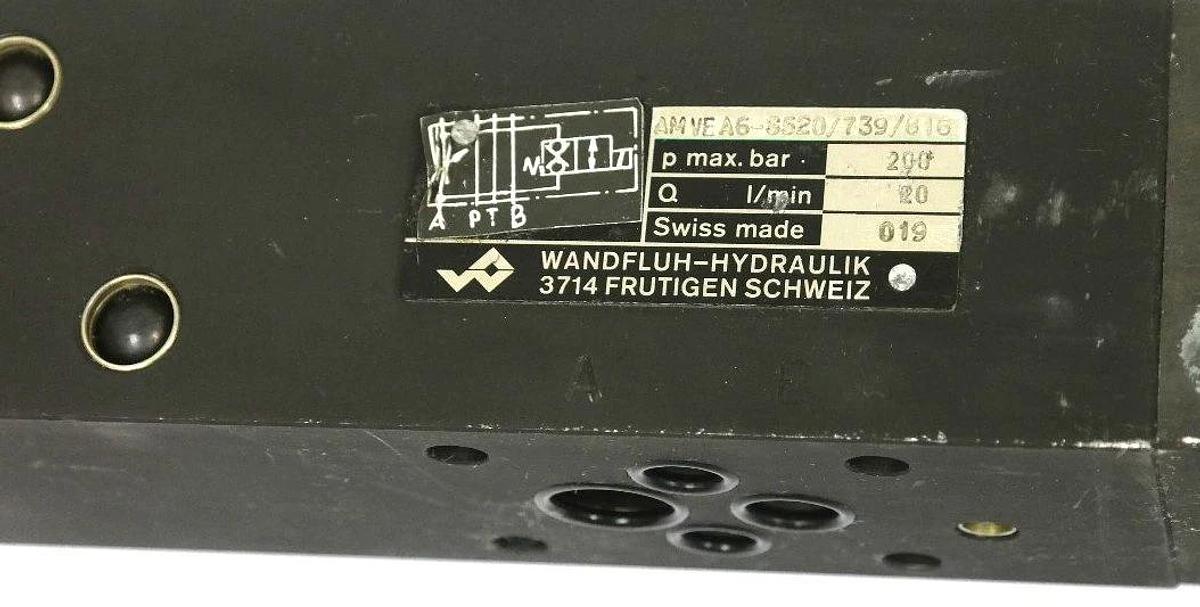 Used WANDFLUH-HYDRAULIK AMVEA6-S520/739/816 VALVE 200 P MAX. BAR 24V