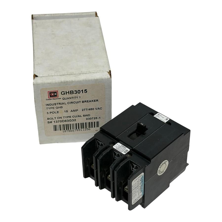 Used Cutler-Hammer GHB3015 3-Pole 15 Amp 480V Industrial Circuit Breaker New Surplus