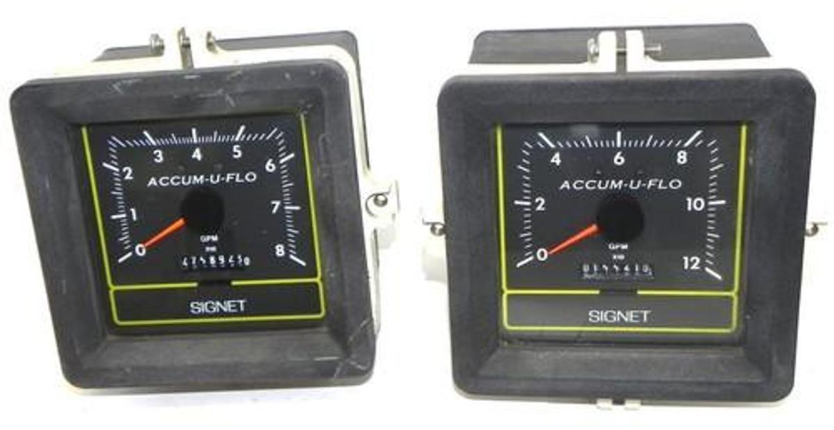 Used LOT OF 2 SIGNET SCIENTIFIC COMPANY P57540 ACCUM-U-FLOW INDUSTRIAL FLOW METERS