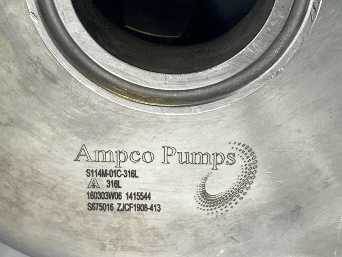 Used Ampco C+114-DG-056C Sanitary Pump w/ Leeson 1HP 1750RPM Stainless Motor 3PH